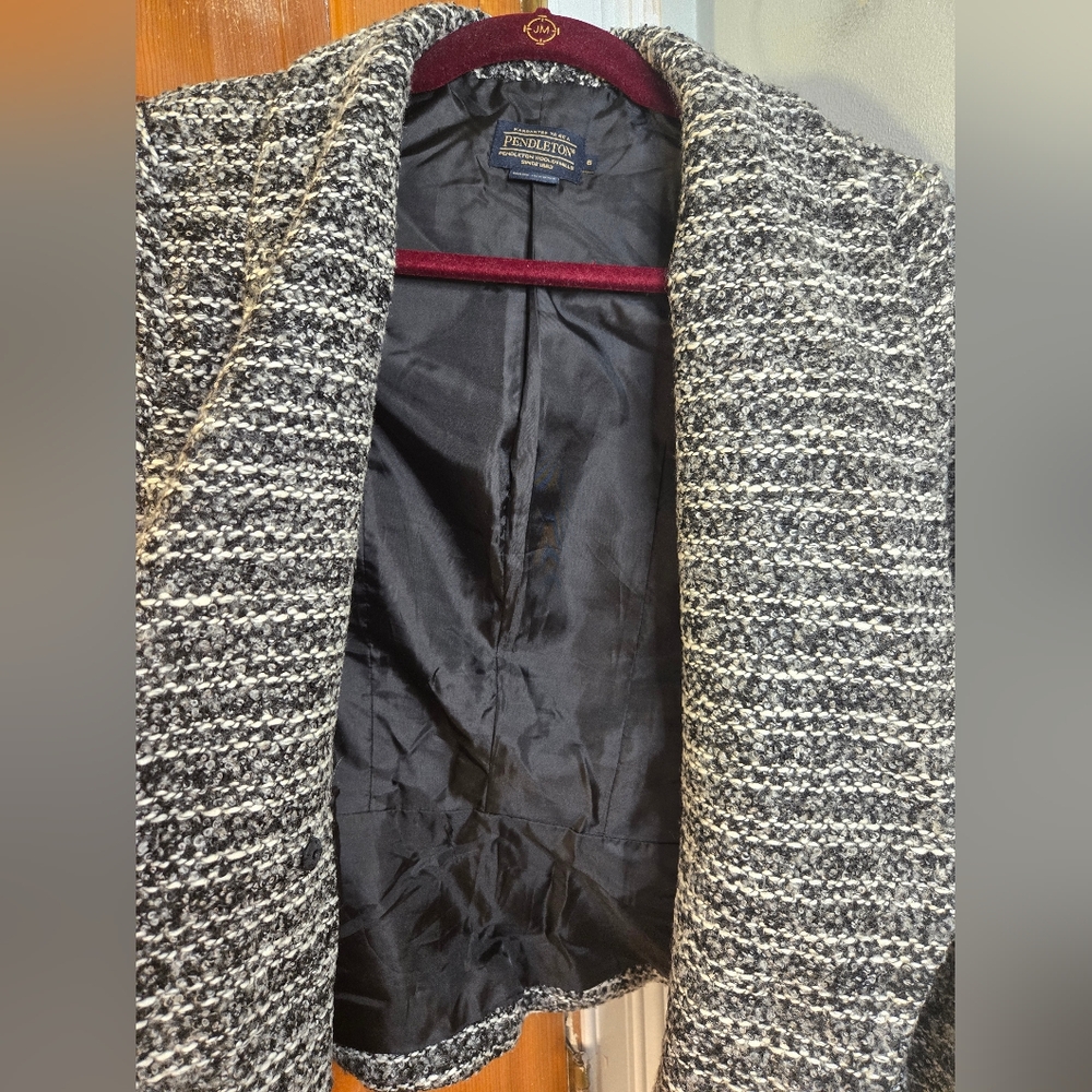 Pendleton Black and White Textured Blazer Sz 6 - Picture 5 of 11